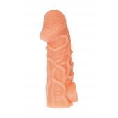Телесная закрытая насадка с венками Cock Sleeve Size L - 17,6 см. - KOKOS - в Евпатории купить с доставкой