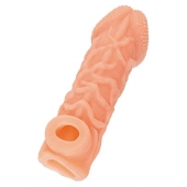 Телесная закрытая насадка с венками Cock Sleeve Size L - 17,6 см. - KOKOS - в Евпатории купить с доставкой