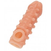 Телесная закрытая насадка с шариками Cock Sleeve Size S - 13,8 см. - KOKOS - в Евпатории купить с доставкой