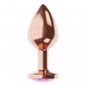Пробка цвета розового золота с фиолетовым кристаллом Diamond Amethyst Shine S - 7,2 см. - Lola Games - купить с доставкой в Евпатории