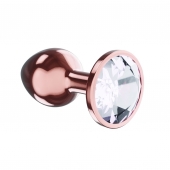Пробка цвета розового золота с прозрачным кристаллом Diamond Moonstone Shine L - 8,3 см. - Lola Games - купить с доставкой в Евпатории