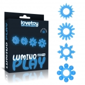 Набор из 4 голубых, светящихся в темноте эрекционных колец Lumino Play - Lovetoy - в Евпатории купить с доставкой