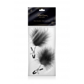 Зажимы на соски с черными пуховыми кисточками Sweet Caress Feather Nipple Clumps - Sweet Caress - купить с доставкой в Евпатории