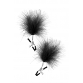 Зажимы на соски с черными пуховыми кисточками Sweet Caress Feather Nipple Clumps - Sweet Caress - купить с доставкой в Евпатории
