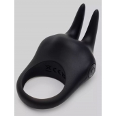 Черное эрекционное виброкольцо Sensation Rechargeable Vibrating Rabbit Love Ring - Fifty Shades of Grey - в Евпатории купить с доставкой