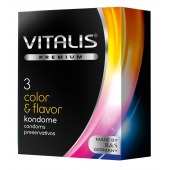 Цветные ароматизированные презервативы VITALIS PREMIUM color   flavor - 3 шт. - Vitalis - купить с доставкой в Евпатории