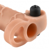 Телесная вибронасадка с кольцом Vibrating Real Feel 2 Extension - 16 см. - Pipedream - в Евпатории купить с доставкой