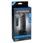 Чёрная вибронасадка с кольцом Vibrating Real Feel 2 Extension - 16 см. - Pipedream - в Евпатории купить с доставкой