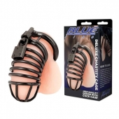 Черная металлическая клетка с замком Deluxe Chastity Cage - BlueLine - купить с доставкой в Евпатории