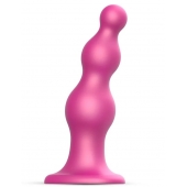 Розовая насадка Strap-On-Me Dildo Plug Beads size S - Strap-on-me - купить с доставкой в Евпатории