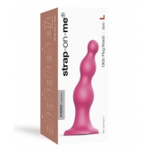 Розовая насадка Strap-On-Me Dildo Plug Beads size L - Strap-on-me - купить с доставкой в Евпатории