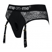 Черные трусики для насадок Diva Lingerie Harness - size S - Strap-on-me - купить с доставкой в Евпатории