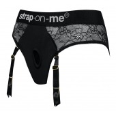 Черные трусики для насадок Diva Lingerie Harness - size M - Strap-on-me - купить с доставкой в Евпатории