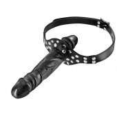 Черный кляп-фаллоимитатор Double Penis Gag - Fetish Tentation - купить с доставкой в Евпатории