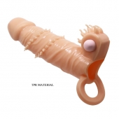 Телесная удлиняющая вибронасадка Penis Sleeve Connor - 17 см. - Baile - в Евпатории купить с доставкой