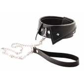 Черный ошейник-воротничок с металлическим поводком - Crazy Handmade - купить с доставкой в Евпатории