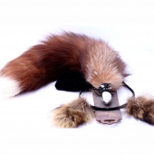 Игровой комплект: серебристая анальная пробка с пушистым хвостом и ободок-ушки - Crazy Handmade - купить с доставкой в Евпатории