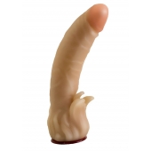 Телесная гелевая насадка-фаллос с клиторальными лепестками - 18,5 см. - LOVETOY (А-Полимер) - купить с доставкой в Евпатории