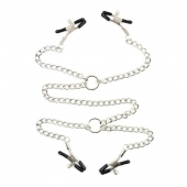 Серебристые зажимы для сосков и половых губ на тонкой цепочке - Notabu - купить с доставкой в Евпатории