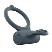 Серое перезаряжаемое эрекционное кольцо с вибрацией Power Clit - Dorcel - в Евпатории купить с доставкой