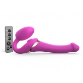Ярко-розовый безремневой страпон Multi Orgasm Size S с клиторальной стимуляцией - Strap-on-me - купить с доставкой в Евпатории