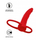 Красная насадка на пенис для двойного проникновения Black Red - 16,5 см. - ToyFa - купить с доставкой в Евпатории
