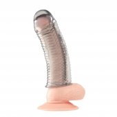 Текстурированная насадка на пенис Clear Textured Penis Enhancing Sleeve Extension - 16,5 см. - BlueLine - в Евпатории купить с доставкой