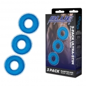 Комплект из трех голубых колец для эрекции 3-Pack Ultra-Stim Stretch Cock Rings - BlueLine - в Евпатории купить с доставкой
