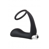 Черное эрекционное кольцо с вибропробкой Vibrating Anal Plug With Cockring - Dream Toys - в Евпатории купить с доставкой