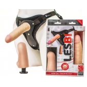 Телесный страпон Harness LESBI с вагинальной пробкой - 16,5 см. - LOVETOY (А-Полимер) - купить с доставкой в Евпатории