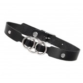 Черный кожаный ошейник со связанными кольцами - Pecado - купить с доставкой в Евпатории