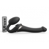 Черный безремневой страпон Multi Orgasm Size S с клиторальной стимуляцией - Strap-on-me - купить с доставкой в Евпатории