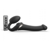 Черный безремневой страпон Multi Orgasm Size M с клиторальной стимуляцией - Strap-on-me - купить с доставкой в Евпатории