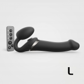 Черный безремневой страпон Multi Orgasm Size L с клиторальной стимуляцией - Strap-on-me - купить с доставкой в Евпатории