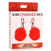 Красные зажимы на соски с помпонами Pom Pom - XR Brands - купить с доставкой в Евпатории