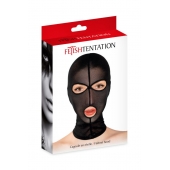 Черная сетчатая маска на голову с отверстиями для глаз и рта - Fetish Tentation - купить с доставкой в Евпатории