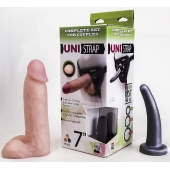 Страпон-унисекс с двумя насадками UNI strap 7  Harness - 19 и 16 см. - LOVETOY (А-Полимер) - купить с доставкой в Евпатории