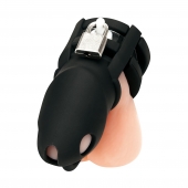 Черная клетка для пениса Silicone Small 2 in Cock Cage With Ball Divider - BlueLine - купить с доставкой в Евпатории
