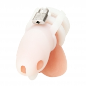 Белая клетка для пениса Silicone Small 2 in Cock Cage With Ball Divider - BlueLine - купить с доставкой в Евпатории