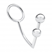 Кольцо на пенис с анальным стимулятором Two Bead Stainless Steel Anal Hook   Cock Ring - BlueLine - в Евпатории купить с доставкой