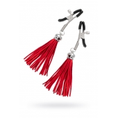 Зажимы на соски «Прищепки» с красными кисточками из замши - Pecado - купить с доставкой в Евпатории