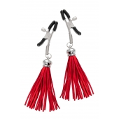 Зажимы на соски «Прищепки» с красными кисточками из замши - Pecado - купить с доставкой в Евпатории