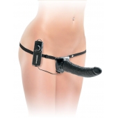 Черный страпон с вагинальной пробкой Deluxe Vibrating Penetrix Strap-On - 19 см. - Pipedream - купить с доставкой в Евпатории