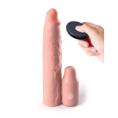 Телесная вибронасадка на член 3  Vibrating Mega X-tension with Remote - 22,9 см. - Pipedream - в Евпатории купить с доставкой