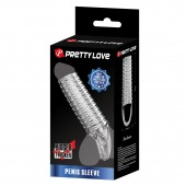 Прозрачная насадка на пенис с ребрышками и подхватом мошонки - Baile - в Евпатории купить с доставкой