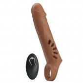 Коричневая вибронасадка с подхватом мошонки и пультом ДУ - Baile - в Евпатории купить с доставкой