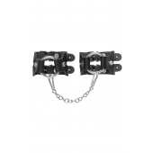 Черные кожаные наручники-браслеты из двух ремешков - Pecado - купить с доставкой в Евпатории