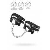 Черные кожаные наручники-браслеты из двух ремешков - Pecado - купить с доставкой в Евпатории