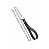 Поводок с ручкой из черной натуральной кожи и карабином для ошейника - Pecado - купить с доставкой в Евпатории