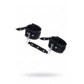 Черные двухслойные кожаные оковы с белой строчкой - Pecado - купить с доставкой в Евпатории